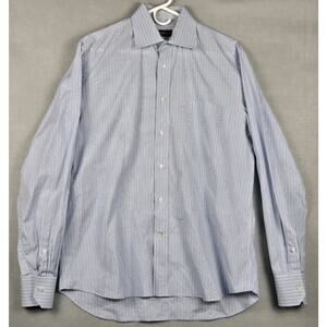 Canali Blue Striped Long Sleeve Button Down Dress Shirt Size 41/16